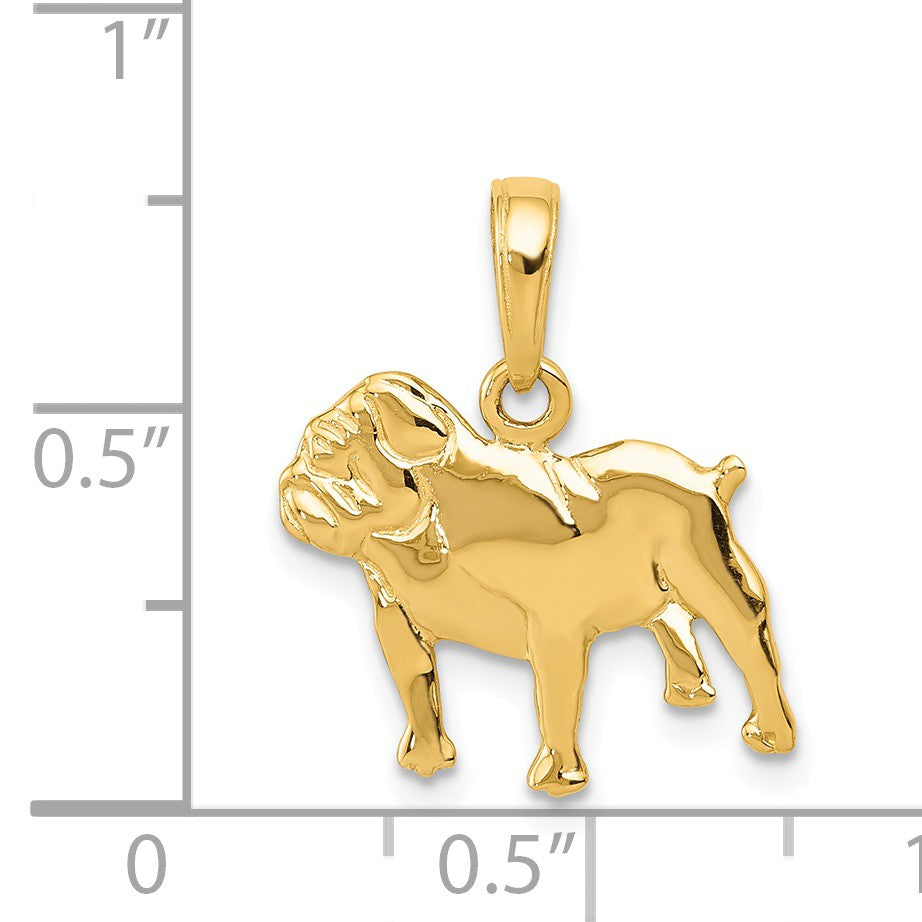Alternate view of the 14k Yellow Gold Polished Bulldog Pendant by The Black Bow Jewelry Co.