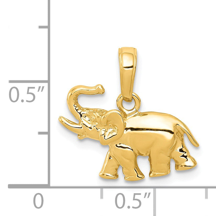 Alternate view of the 14k Yellow Gold Polished Elephant with Tusks Pendant by The Black Bow Jewelry Co.