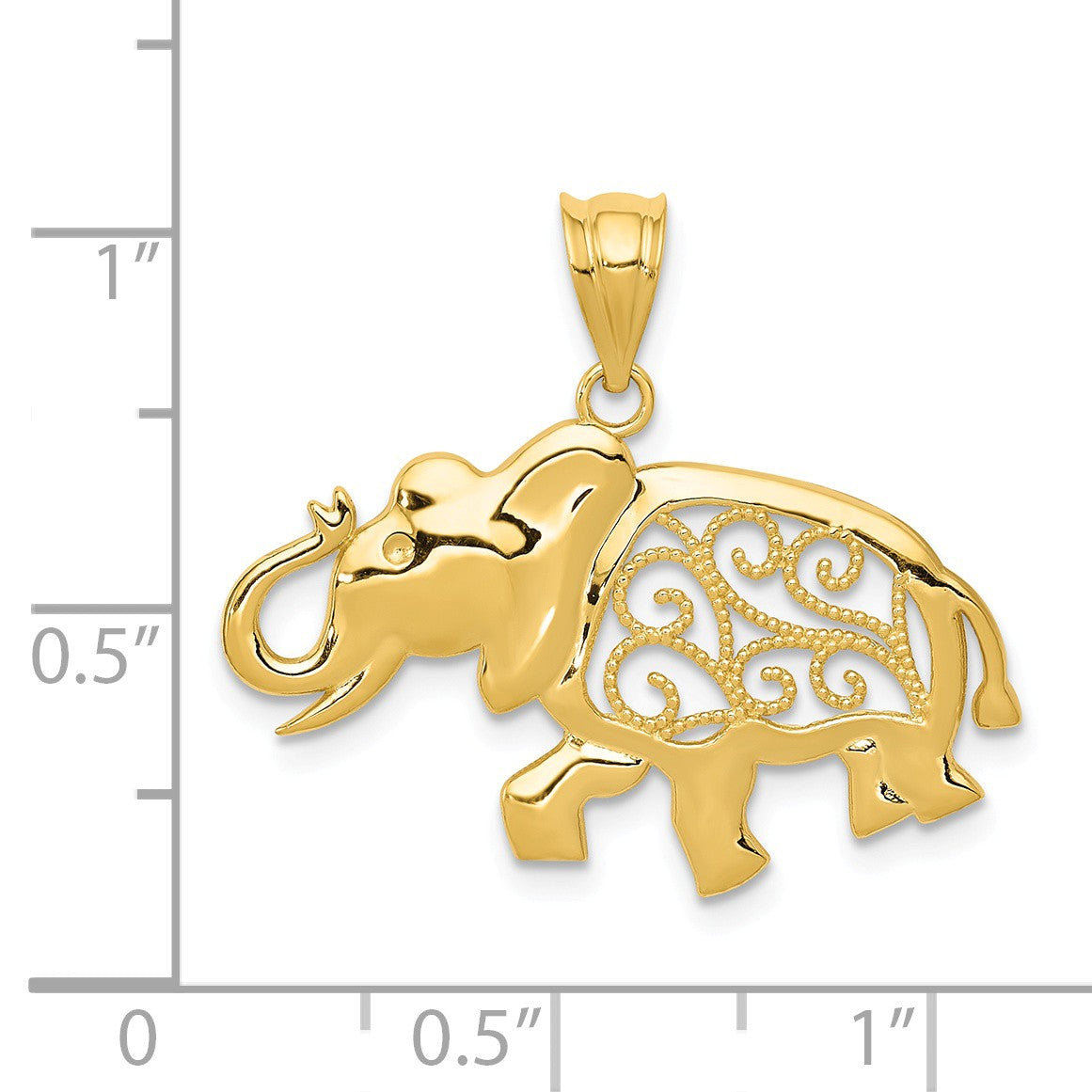 Alternate view of the 14k Yellow Gold Filigree Elephant Pendant by The Black Bow Jewelry Co.