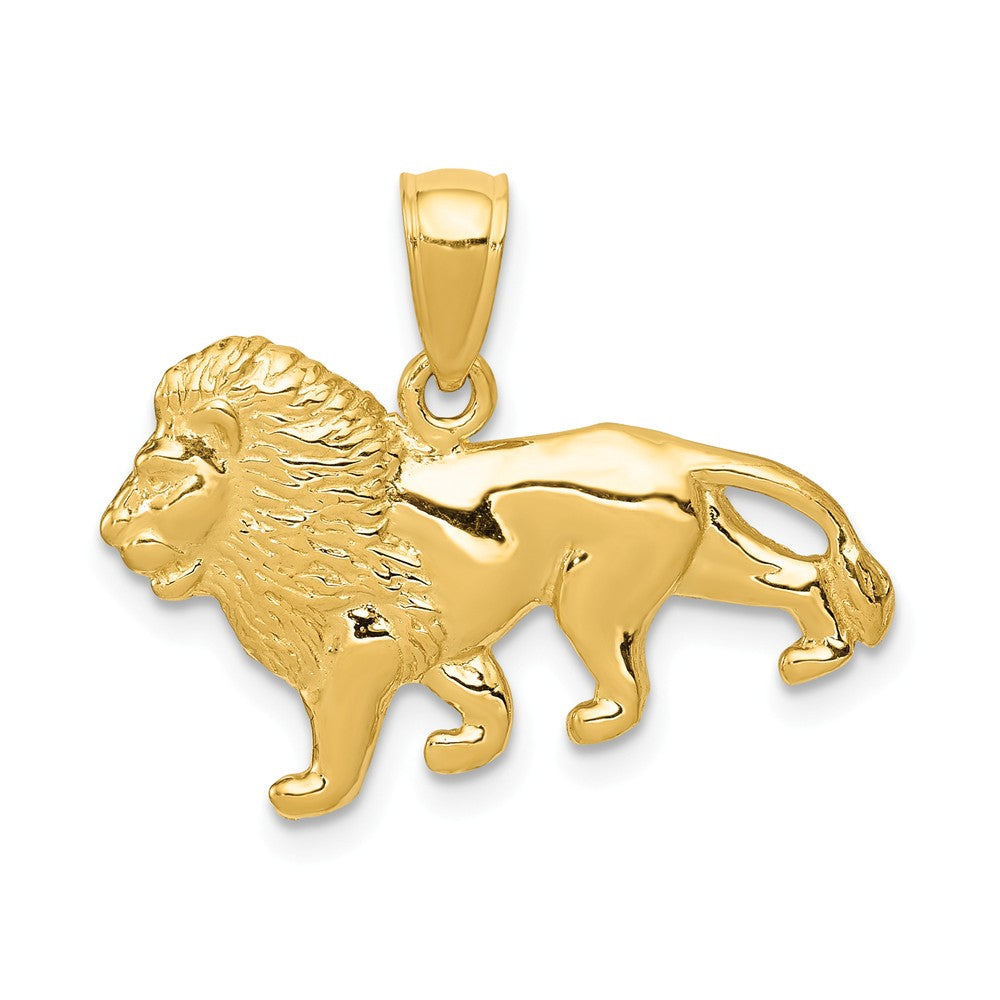 14k Yellow Gold Polished Lion Pendant, Item P10715 by The Black Bow Jewelry Co.