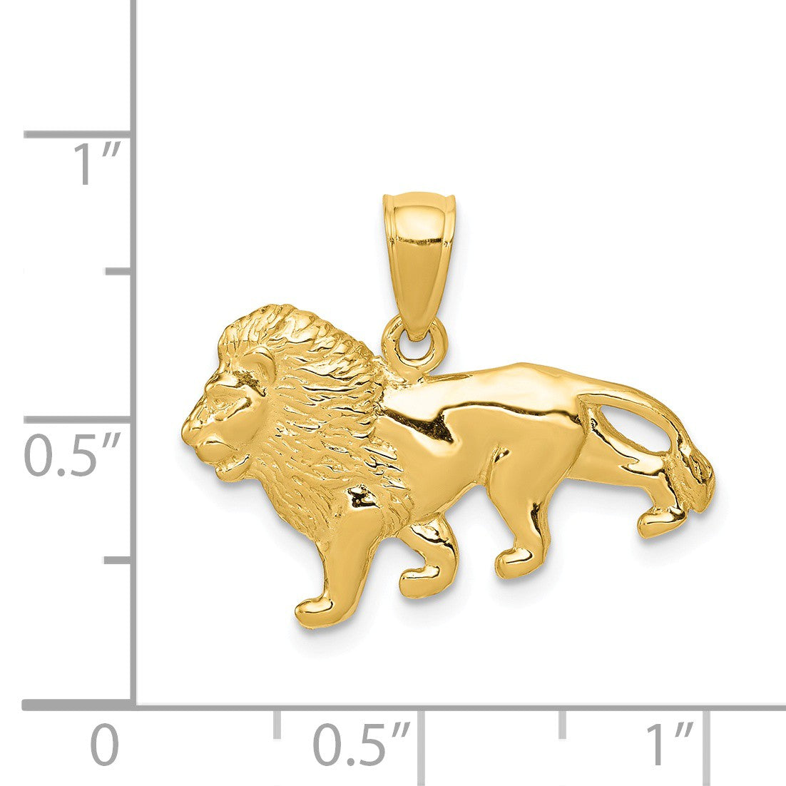 Alternate view of the 14k Yellow Gold Polished Lion Pendant by The Black Bow Jewelry Co.