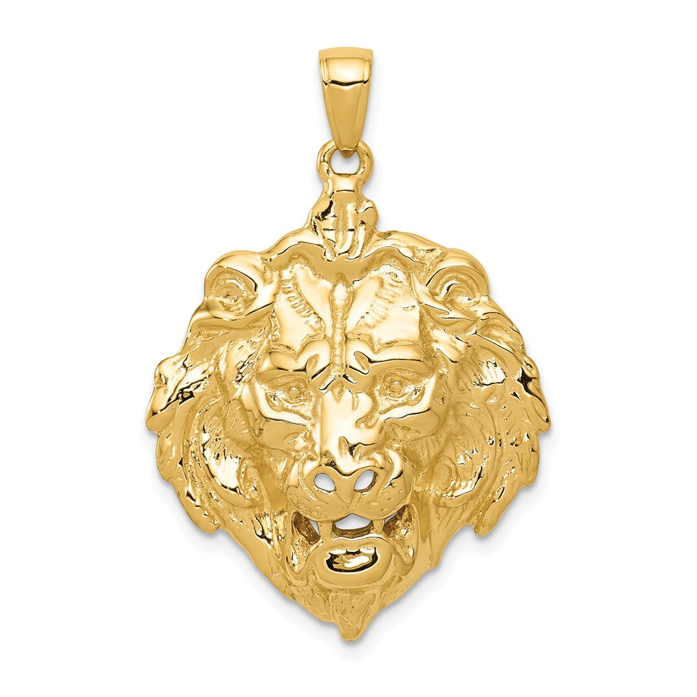 14k Yellow Gold Large Lion&#39;s Head Pendant, Item P10716 by The Black Bow Jewelry Co.