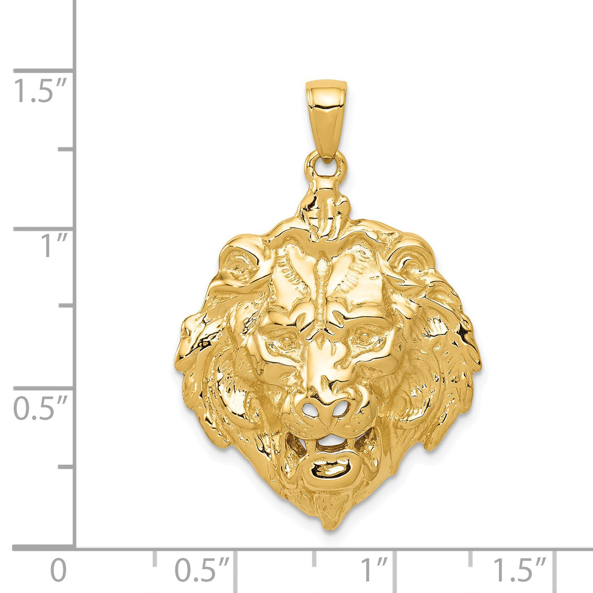 Alternate view of the 14k Yellow Gold Large Lion&#39;s Head Pendant by The Black Bow Jewelry Co.
