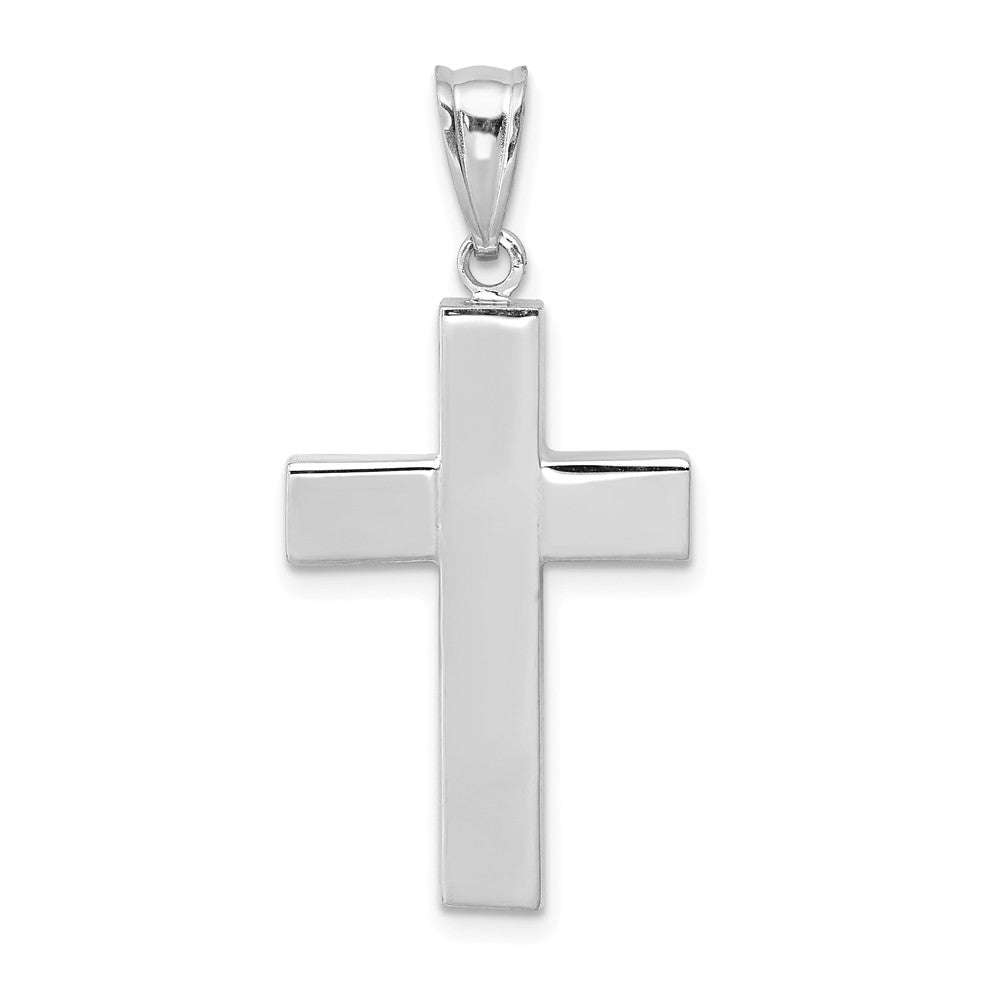 14k White Gold Polished Hollow Latin Cross Pendant, Item P10721 by The Black Bow Jewelry Co.