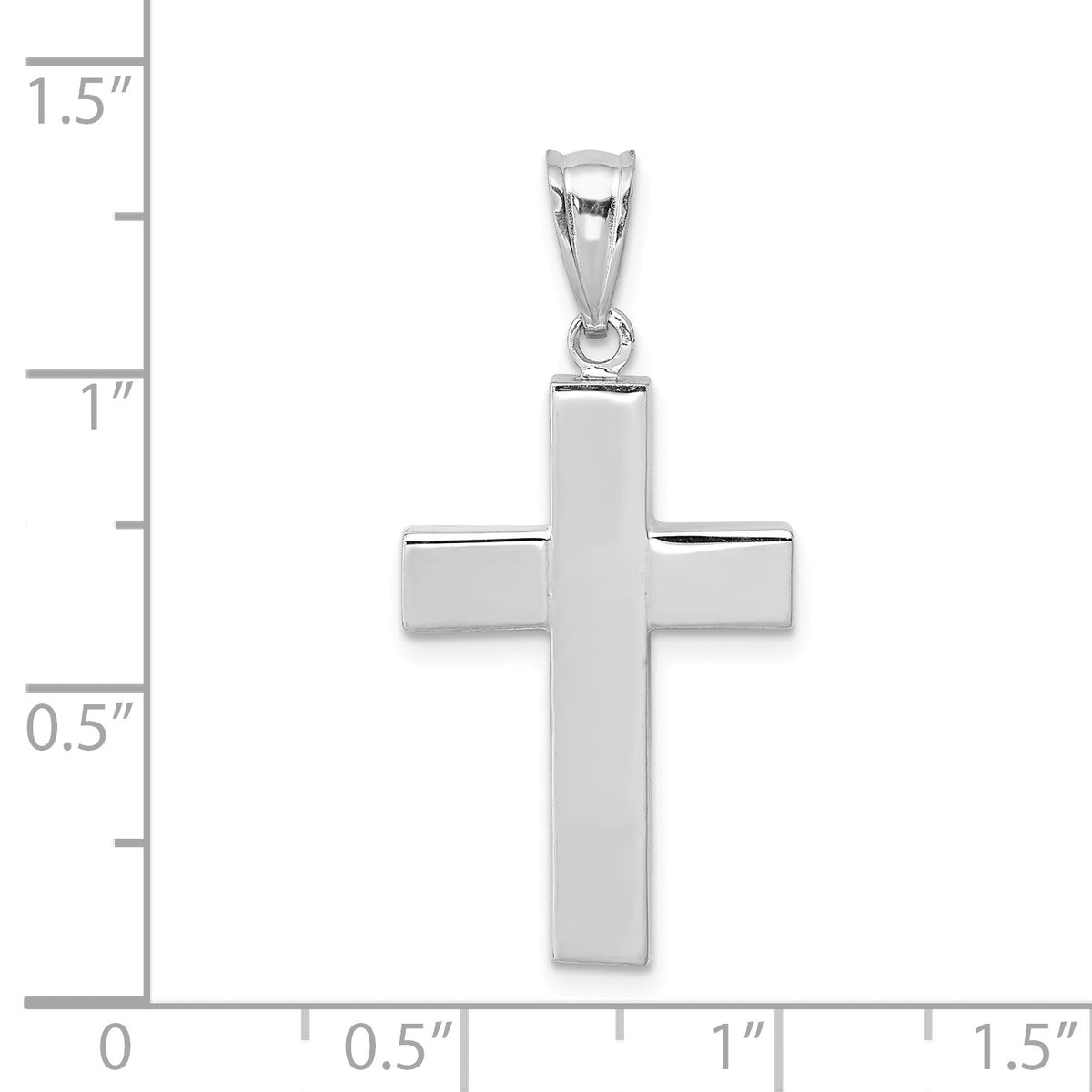 Alternate view of the 14k White Gold Polished Hollow Latin Cross Pendant by The Black Bow Jewelry Co.