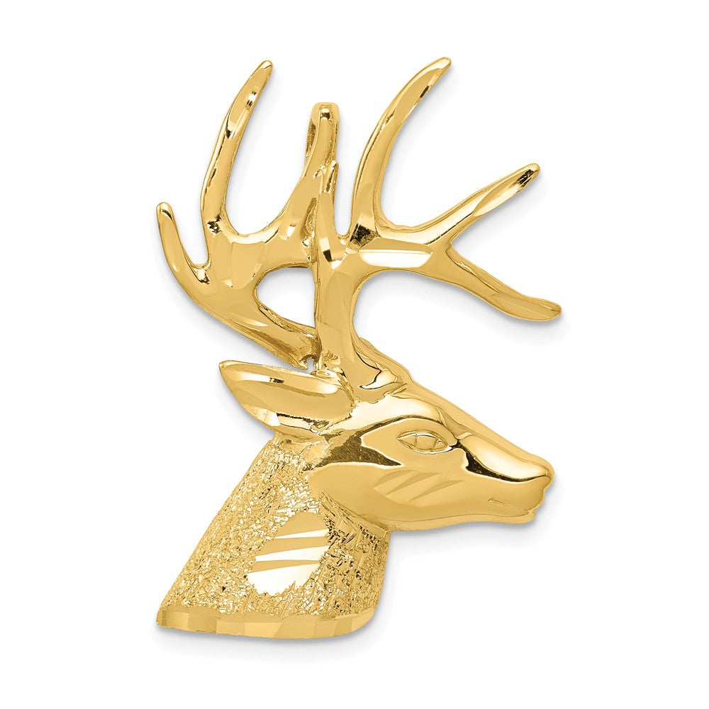 14k Yellow Gold Deer Buck Head Pendant, Item P10724 by The Black Bow Jewelry Co.
