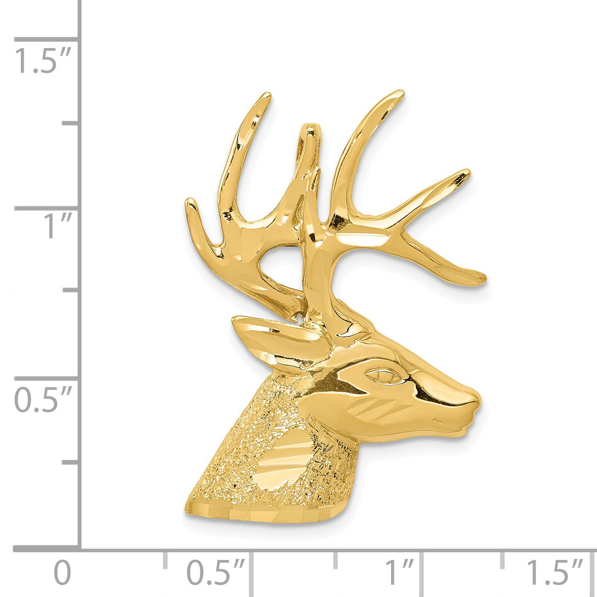 Alternate view of the 14k Yellow Gold Deer Buck Head Pendant by The Black Bow Jewelry Co.