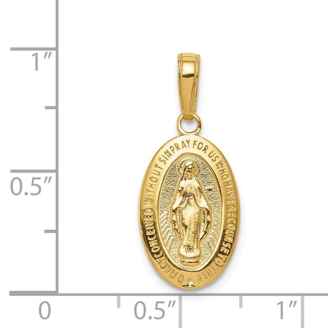 Alternate view of the 14k Yellow Gold Solid Miraculous Medal Pendant, 10 x 24mm by The Black Bow Jewelry Co.