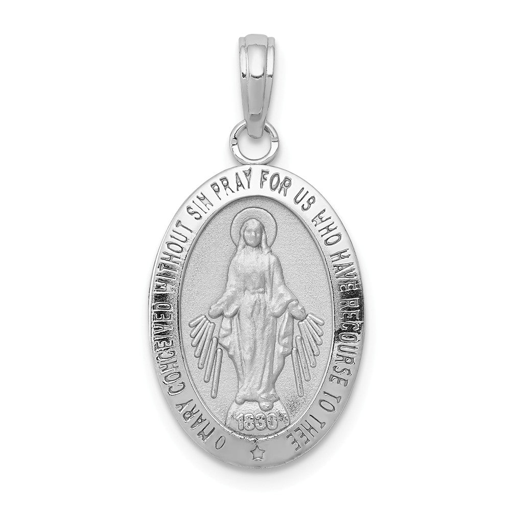 14k White Gold Miraculous Medal Pendant, 20mm, Item P10727 by The Black Bow Jewelry Co.