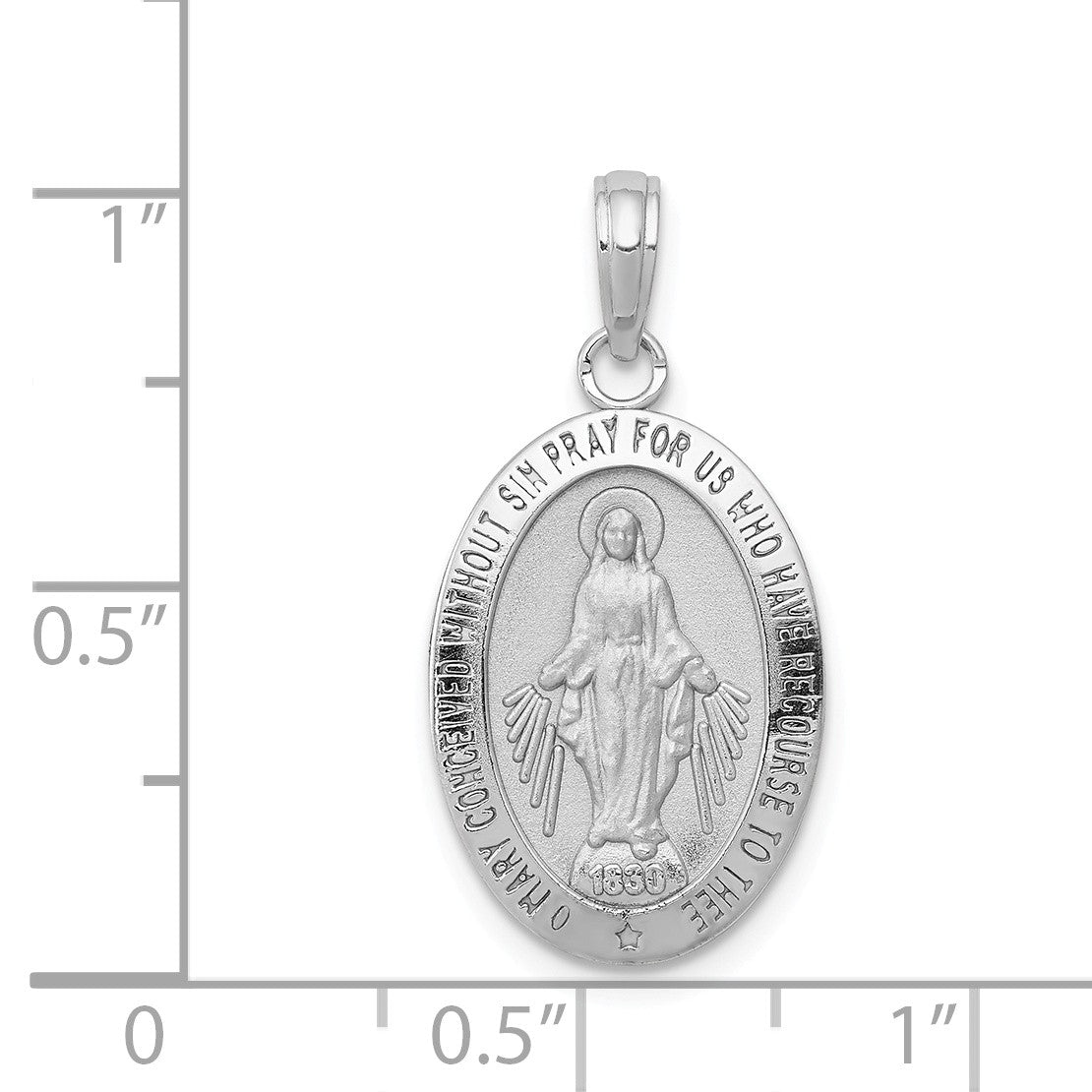 Alternate view of the 14k White Gold Miraculous Medal Pendant, 20mm by The Black Bow Jewelry Co.