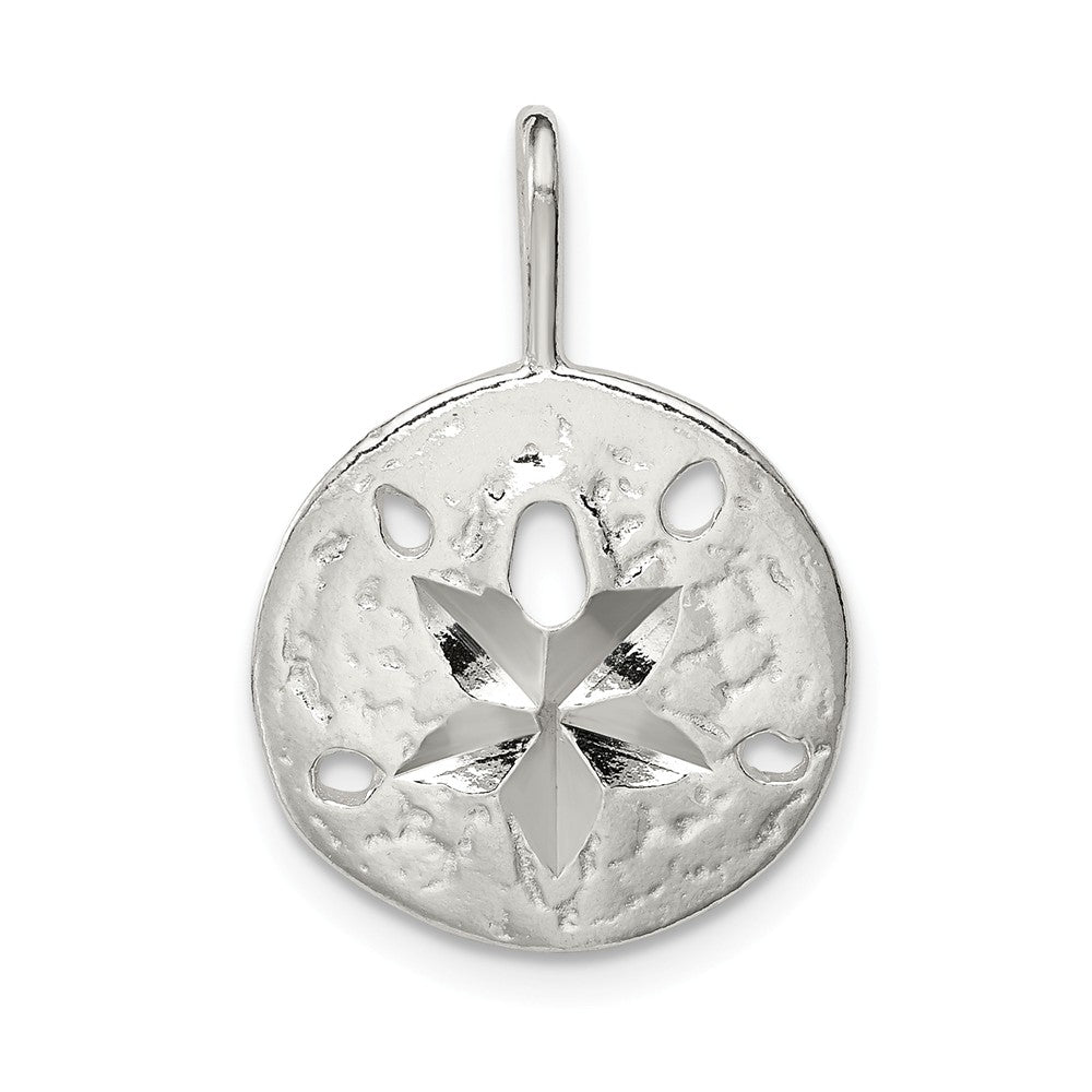 Sterling Silver 15mm Diamond Cut Sand Dollar Pendant, Item P10730 by The Black Bow Jewelry Co.