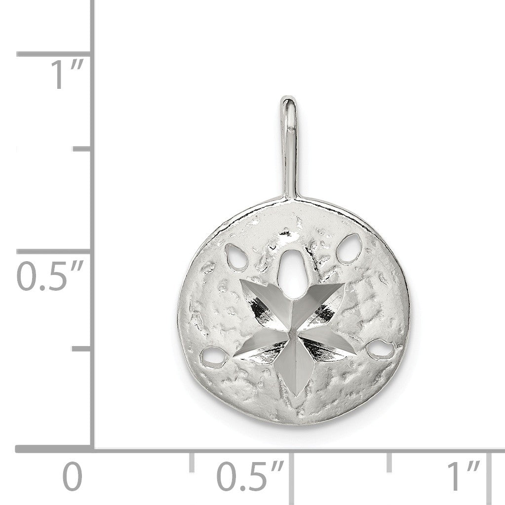 Alternate view of the Sterling Silver 15mm Diamond Cut Sand Dollar Pendant by The Black Bow Jewelry Co.