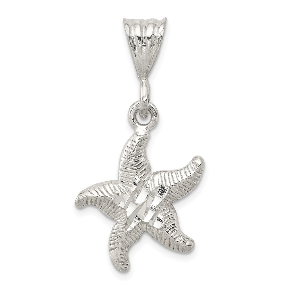 Sterling Silver Diamond Cut Starfish Pendant, Item P10731 by The Black Bow Jewelry Co.