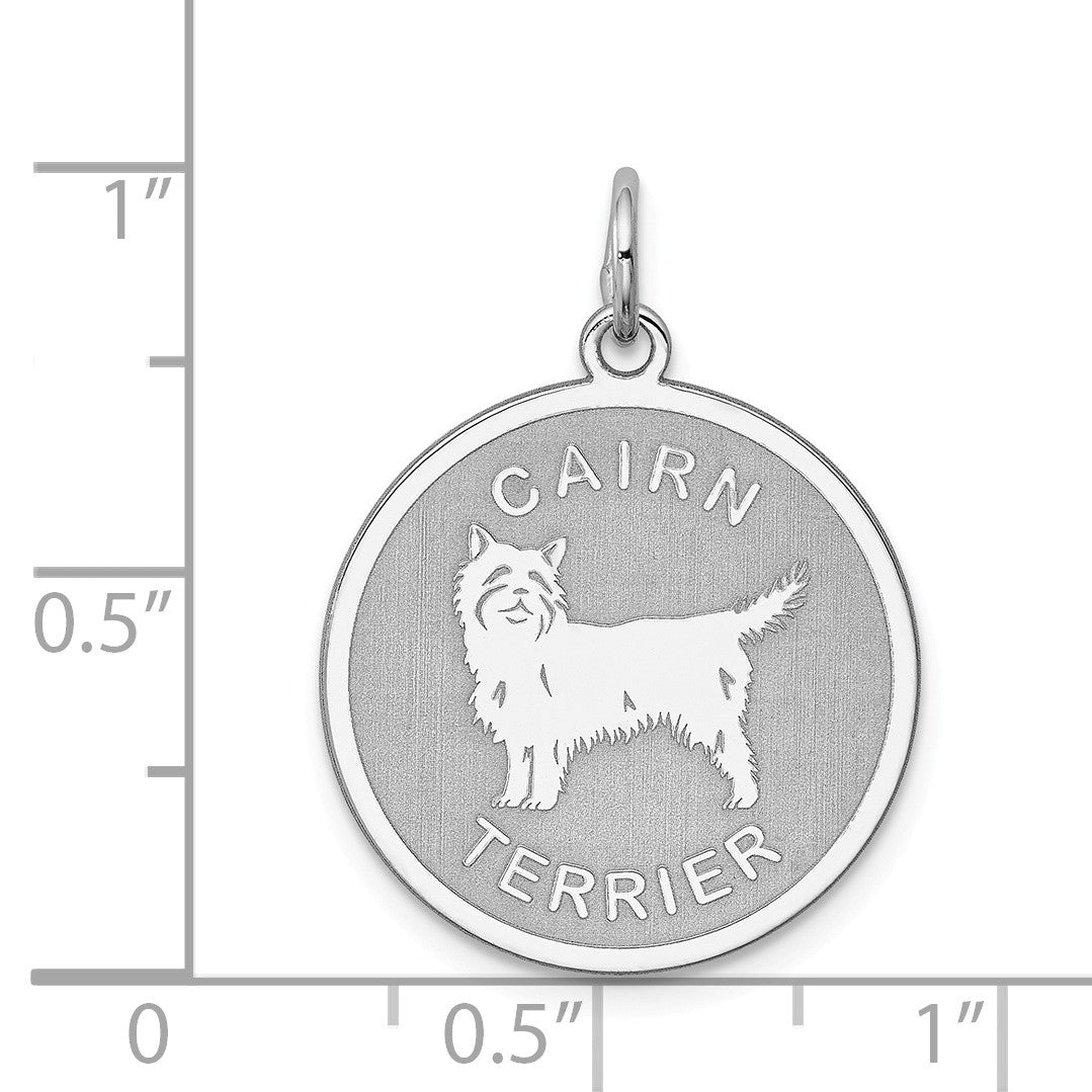 Alternate view of the Sterling Silver Laser Etched Cairn Terrier Dog Pendant, 19mm by The Black Bow Jewelry Co.
