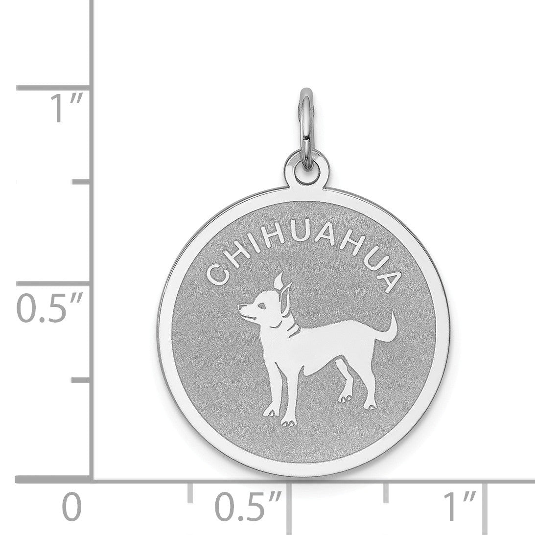 Alternate view of the Sterling Silver Laser Etched Chihuahua Dog Pendant, 19mm by The Black Bow Jewelry Co.