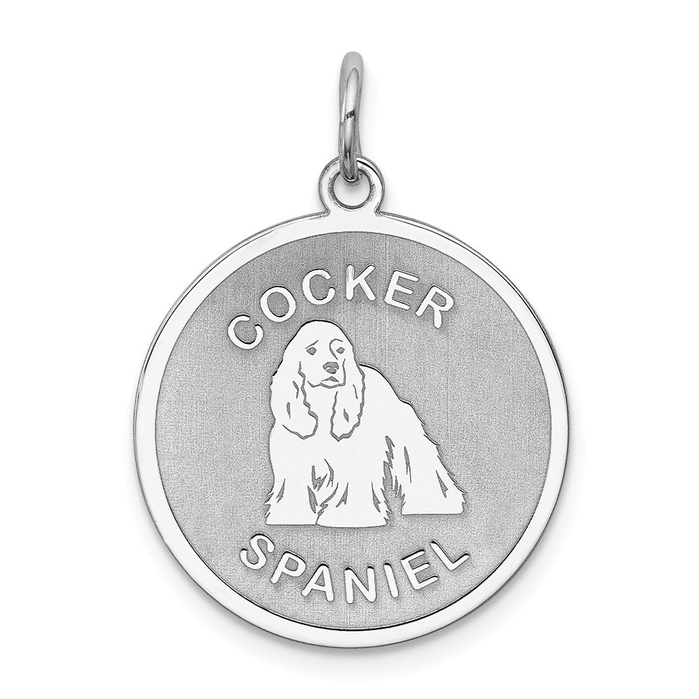 Sterling Silver Laser Etched Cocker Spaniel Dog Pendant, 19mm, Item P10744 by The Black Bow Jewelry Co.