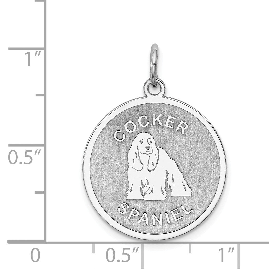 Alternate view of the Sterling Silver Laser Etched Cocker Spaniel Dog Pendant, 19mm by The Black Bow Jewelry Co.