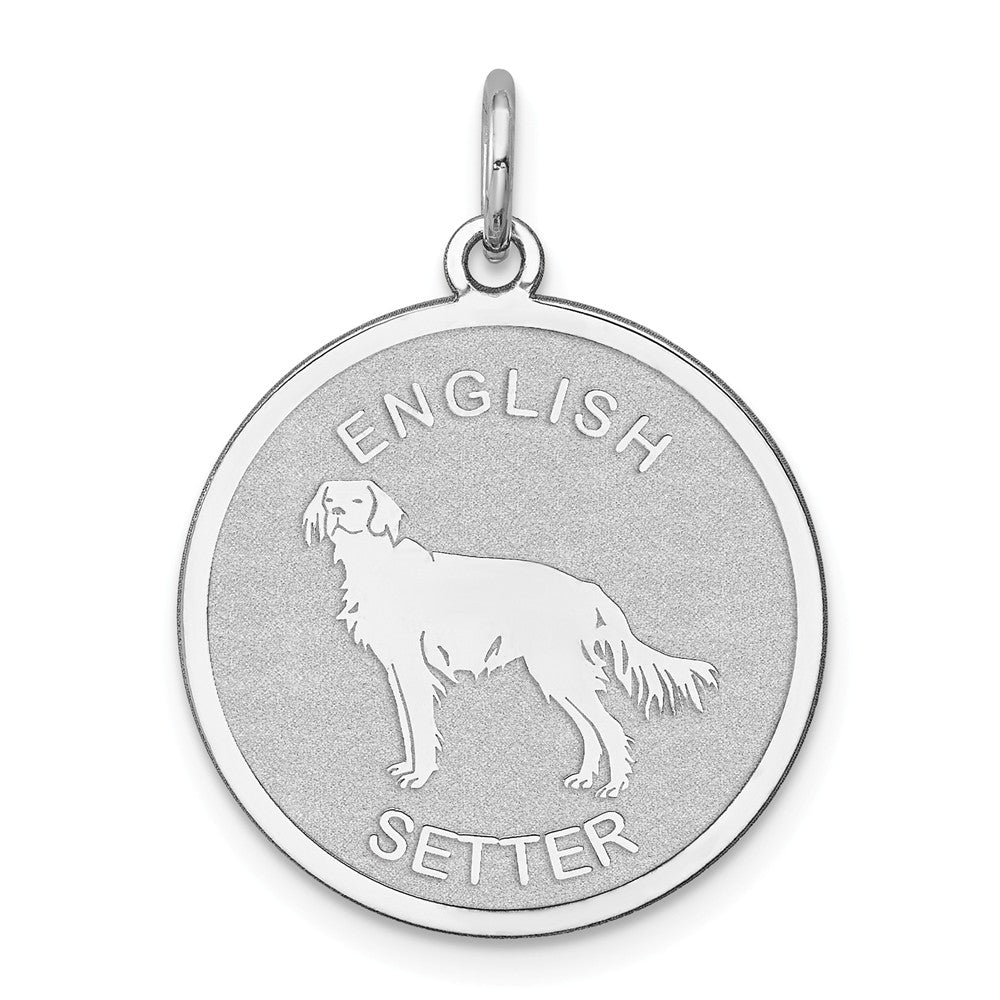 Sterling Silver Laser Etched English Setter Dog Pendant, 19mm, Item P10748 by The Black Bow Jewelry Co.
