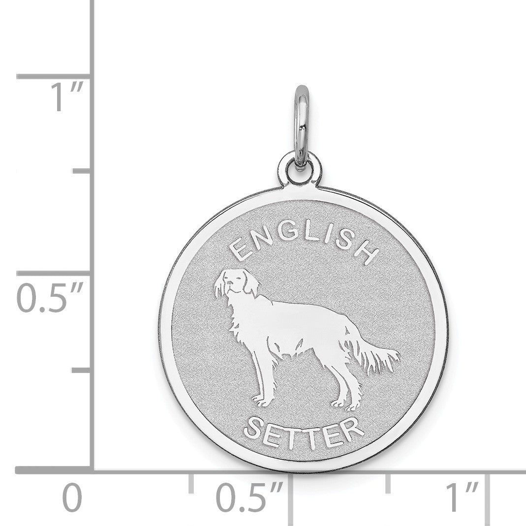 Alternate view of the Sterling Silver Laser Etched English Setter Dog Pendant, 19mm by The Black Bow Jewelry Co.