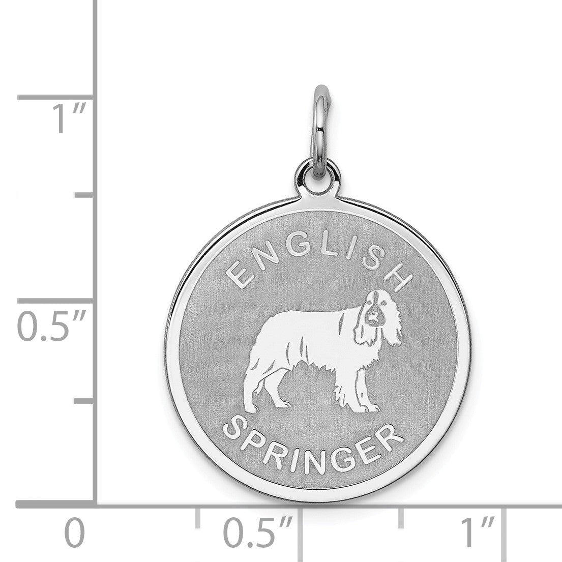 Alternate view of the Sterling Silver Laser Etched English Springer Dog Pendant, 19mm by The Black Bow Jewelry Co.