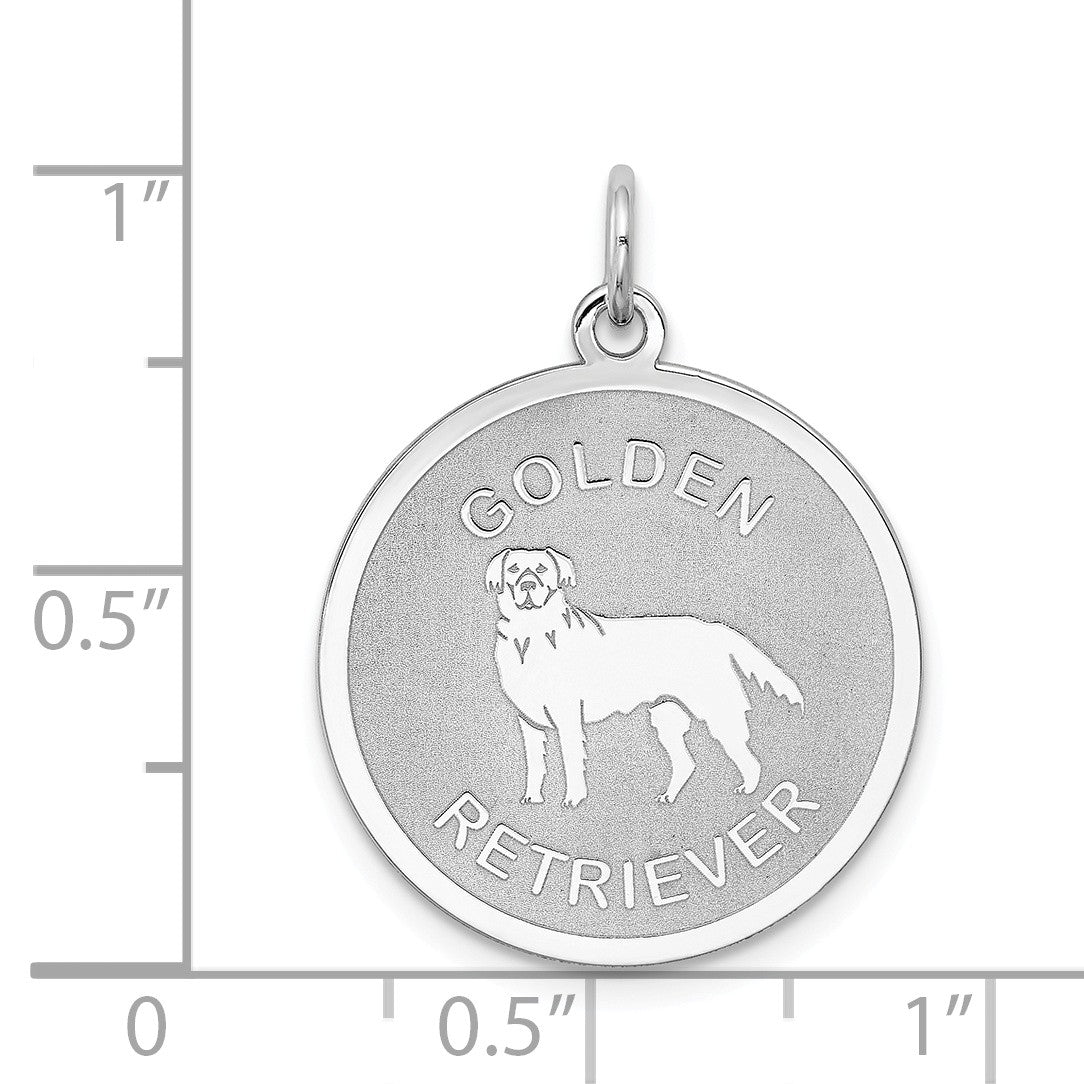 Alternate view of the Sterling Silver Laser Etched Golden Retriever Dog Pendant, 19mm by The Black Bow Jewelry Co.