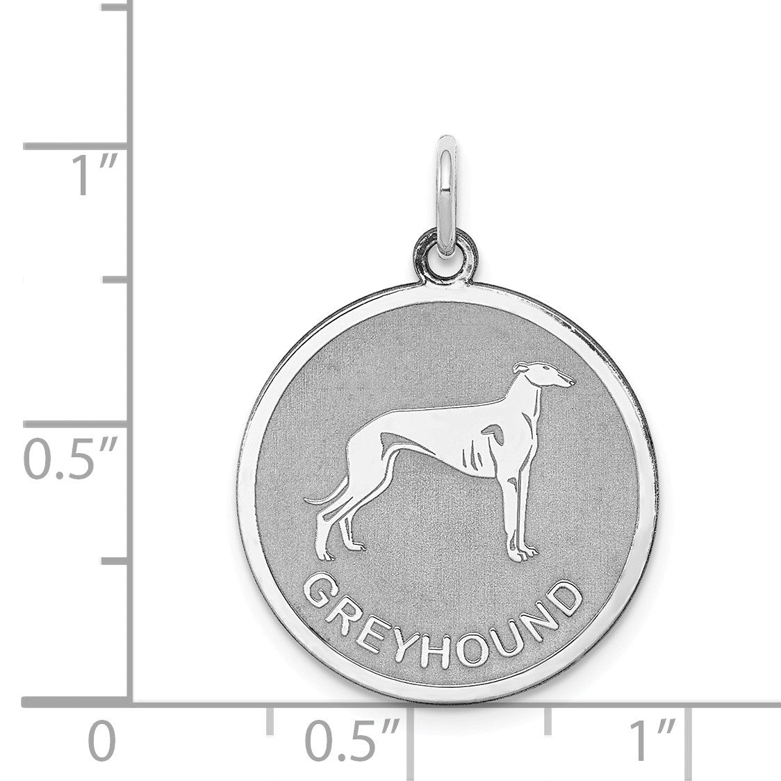 Alternate view of the Sterling Silver Laser Etched Greyhound Dog Pendant, 19mm by The Black Bow Jewelry Co.