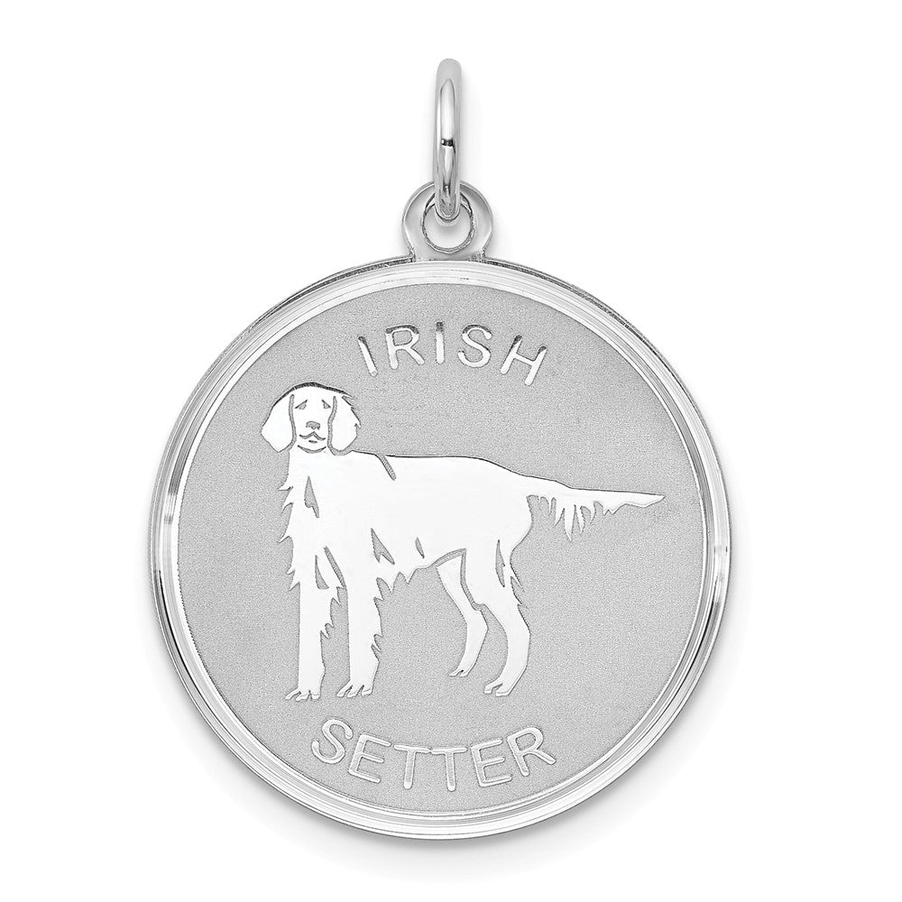 Sterling Silver Laser Etched Irish Setter Dog Pendant, 19mm, Item P10755 by The Black Bow Jewelry Co.