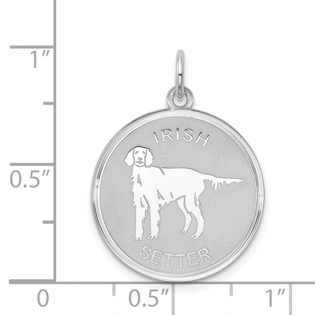 Alternate view of the Sterling Silver Laser Etched Irish Setter Dog Pendant, 19mm by The Black Bow Jewelry Co.