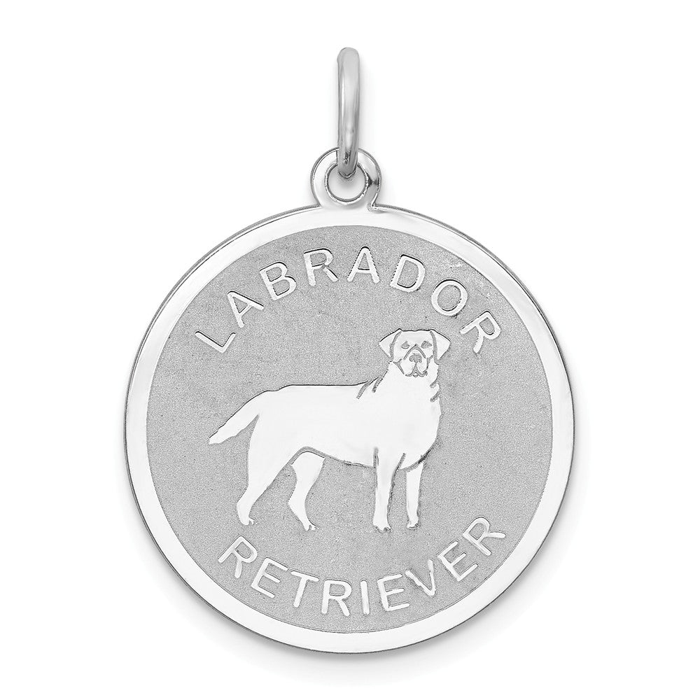 Sterling Silver Laser Etched Labrador Retriever Dog Pendant, 19mm, Item P10756 by The Black Bow Jewelry Co.