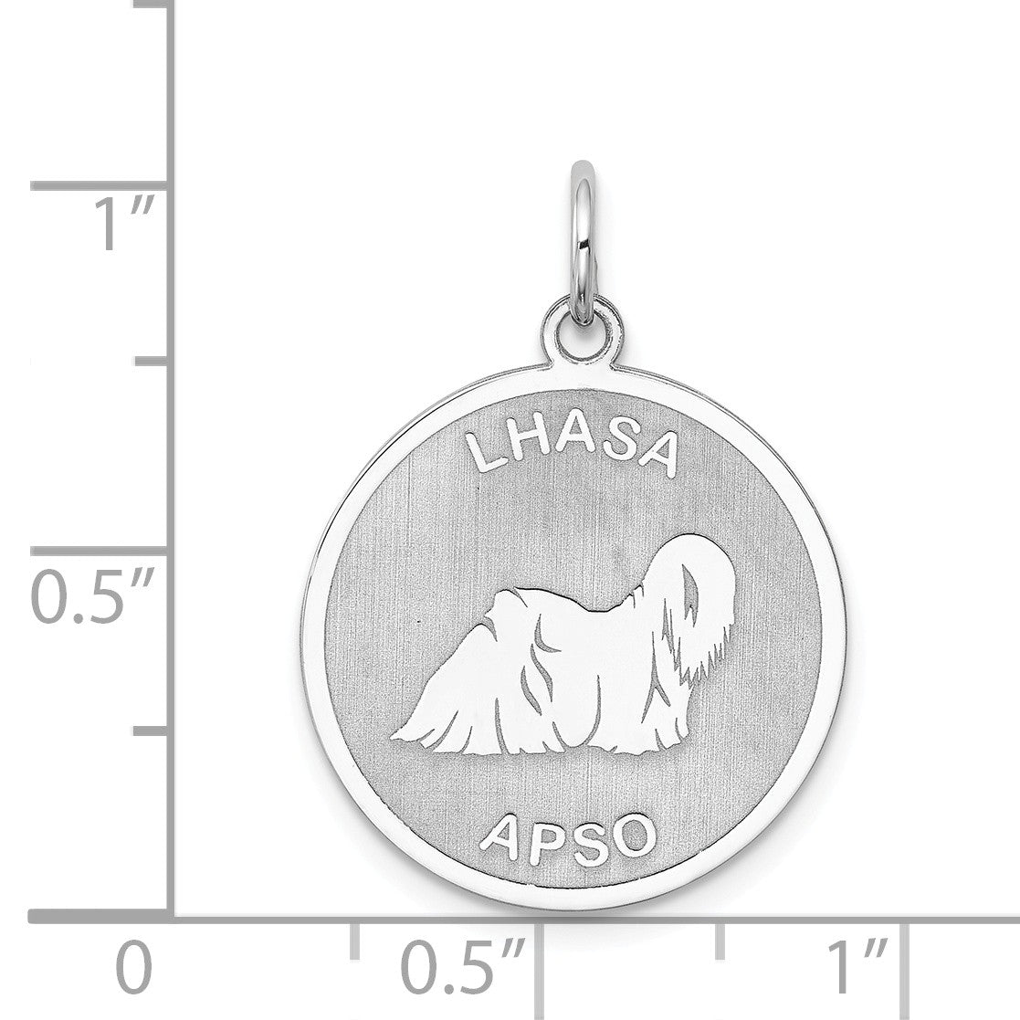 Alternate view of the Sterling Silver Laser Etched Lhasa Apso Dog Pendant, 19mm by The Black Bow Jewelry Co.