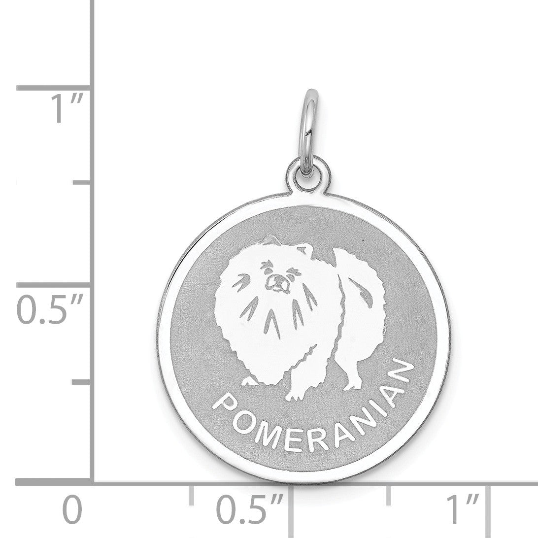 Alternate view of the Sterling Silver Laser Etched Pomeranian Dog Pendant, 19mm by The Black Bow Jewelry Co.
