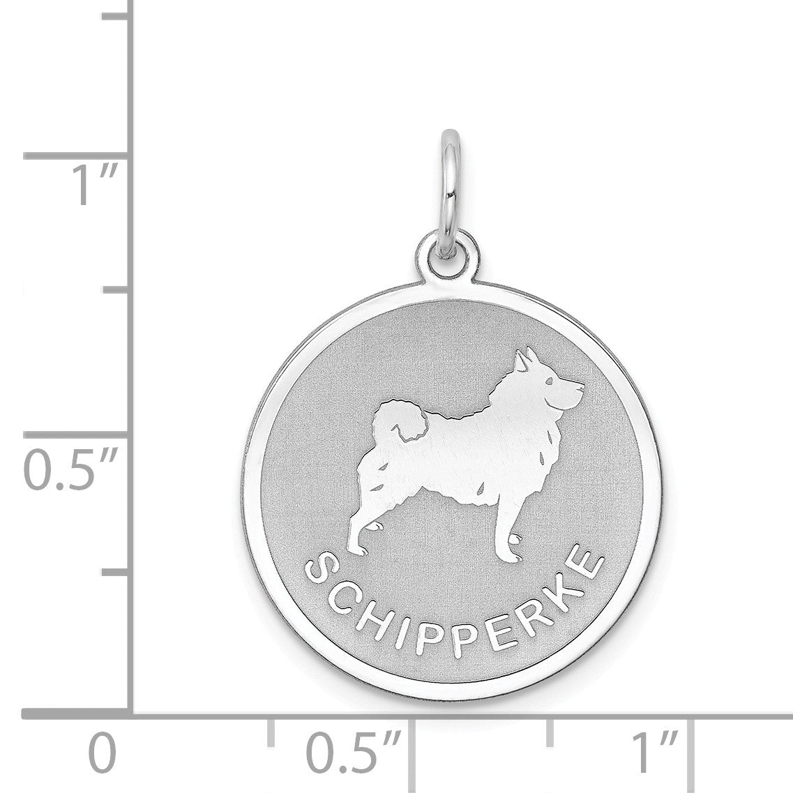 Alternate view of the Sterling Silver Laser Etched Schipperke Dog Pendant, 19mm by The Black Bow Jewelry Co.