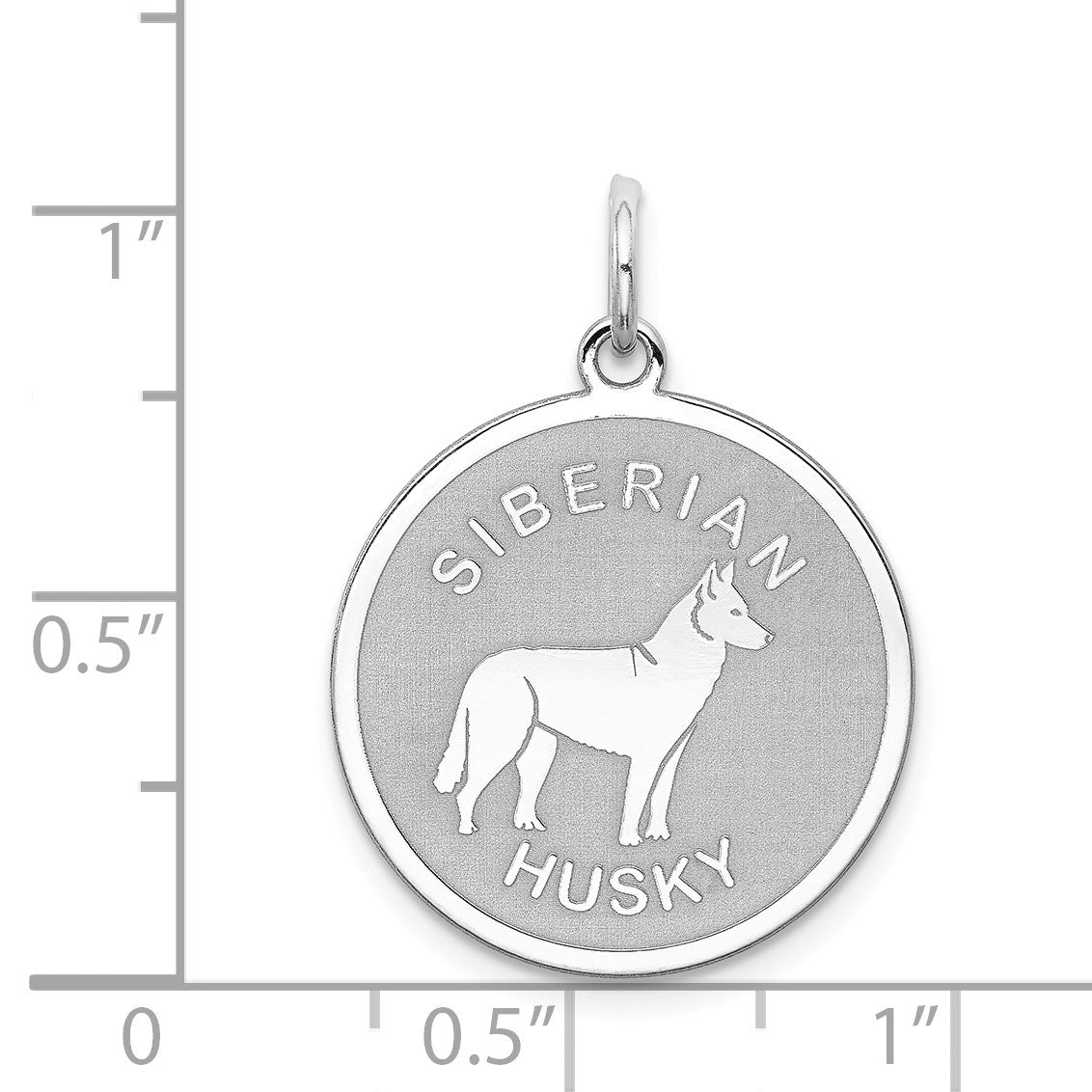Alternate view of the Sterling Silver Laser Etched Siberian Husky Dog Pendant, 19mm by The Black Bow Jewelry Co.