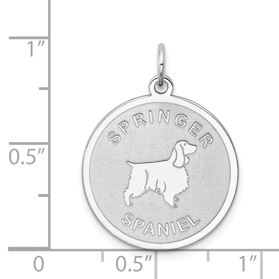 Alternate view of the Sterling Silver Laser Etched Springer Spaniel Dog Pendant, 19mm by The Black Bow Jewelry Co.