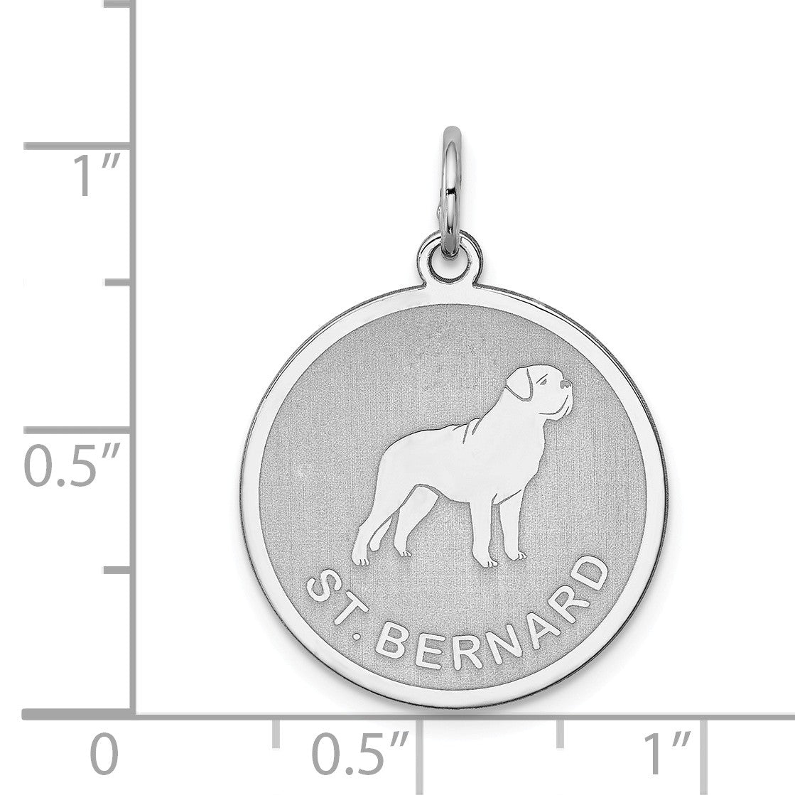 Alternate view of the Sterling Silver Laser Etched St. Bernard Dog Pendant, 19mm by The Black Bow Jewelry Co.