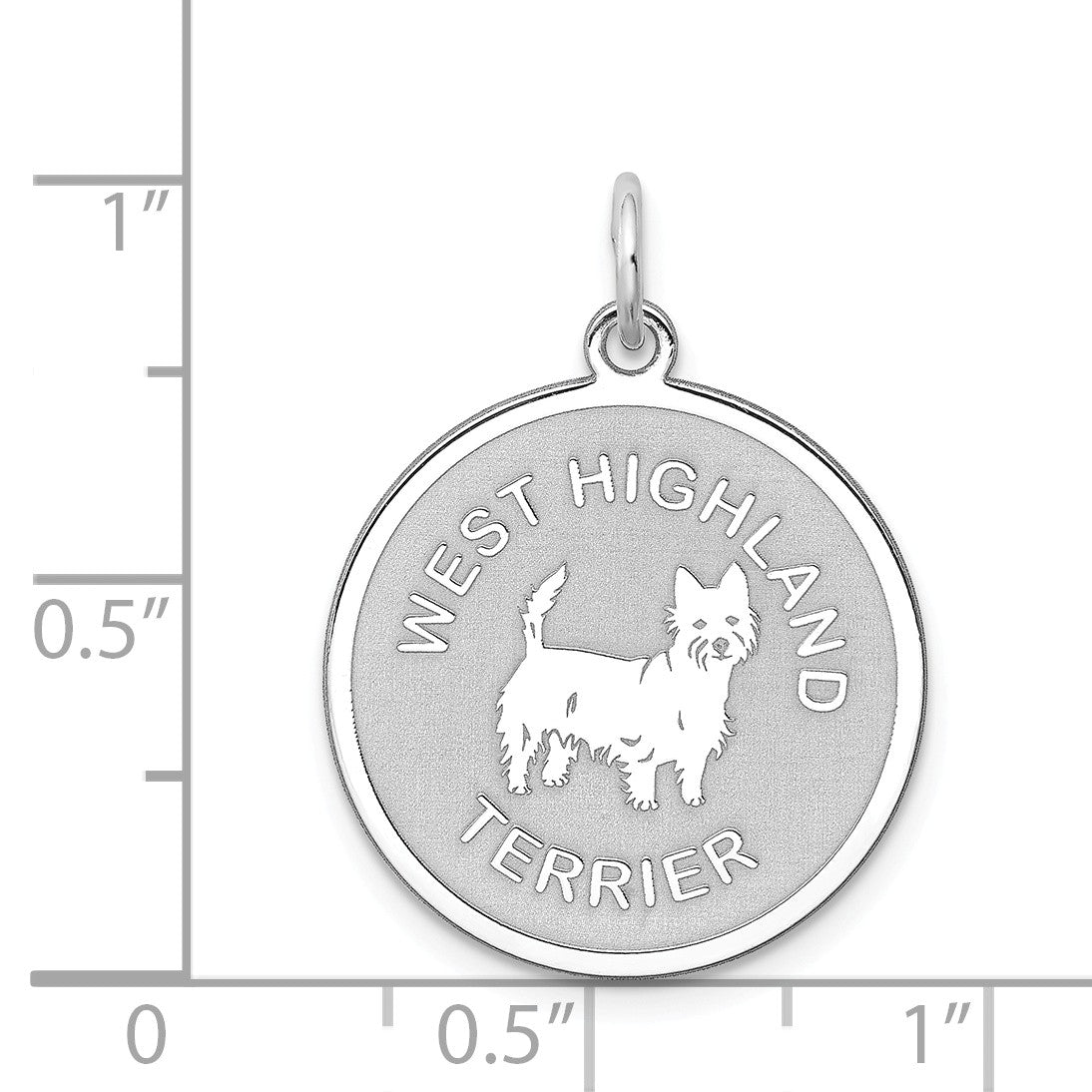 Alternate view of the Sterling Silver Laser Etched West Highland Terrier Pendant, 19mm by The Black Bow Jewelry Co.