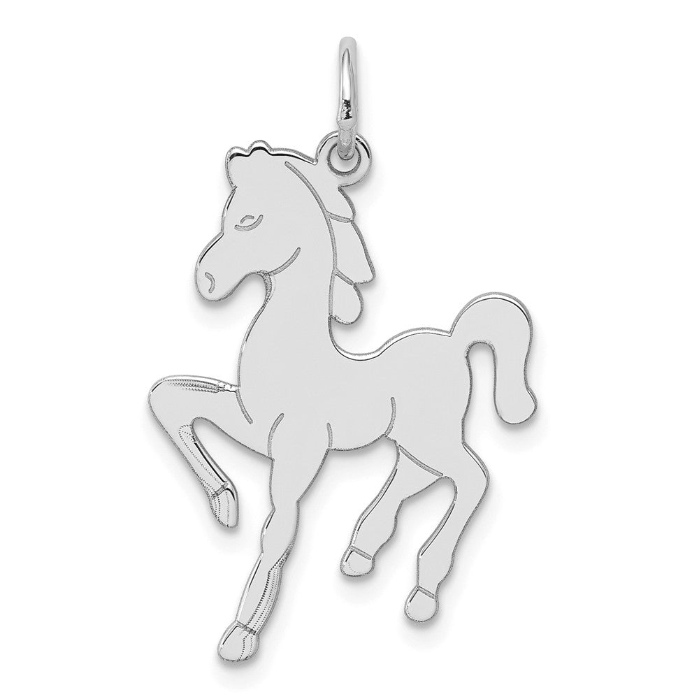 Sterling Silver Polished Prancing Horse Pendant, Item P10778 by The Black Bow Jewelry Co.