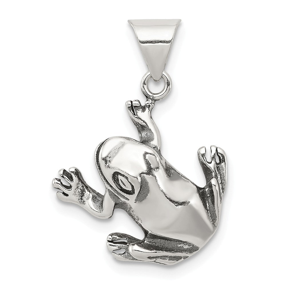 Sterling Silver Antiqued Frog Pendant, Item P10787 by The Black Bow Jewelry Co.