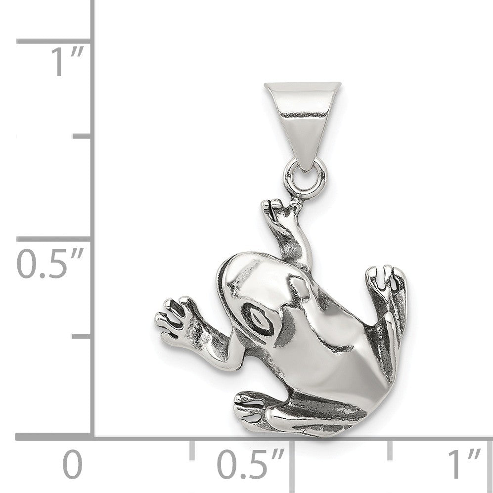 Alternate view of the Sterling Silver Antiqued Frog Pendant by The Black Bow Jewelry Co.