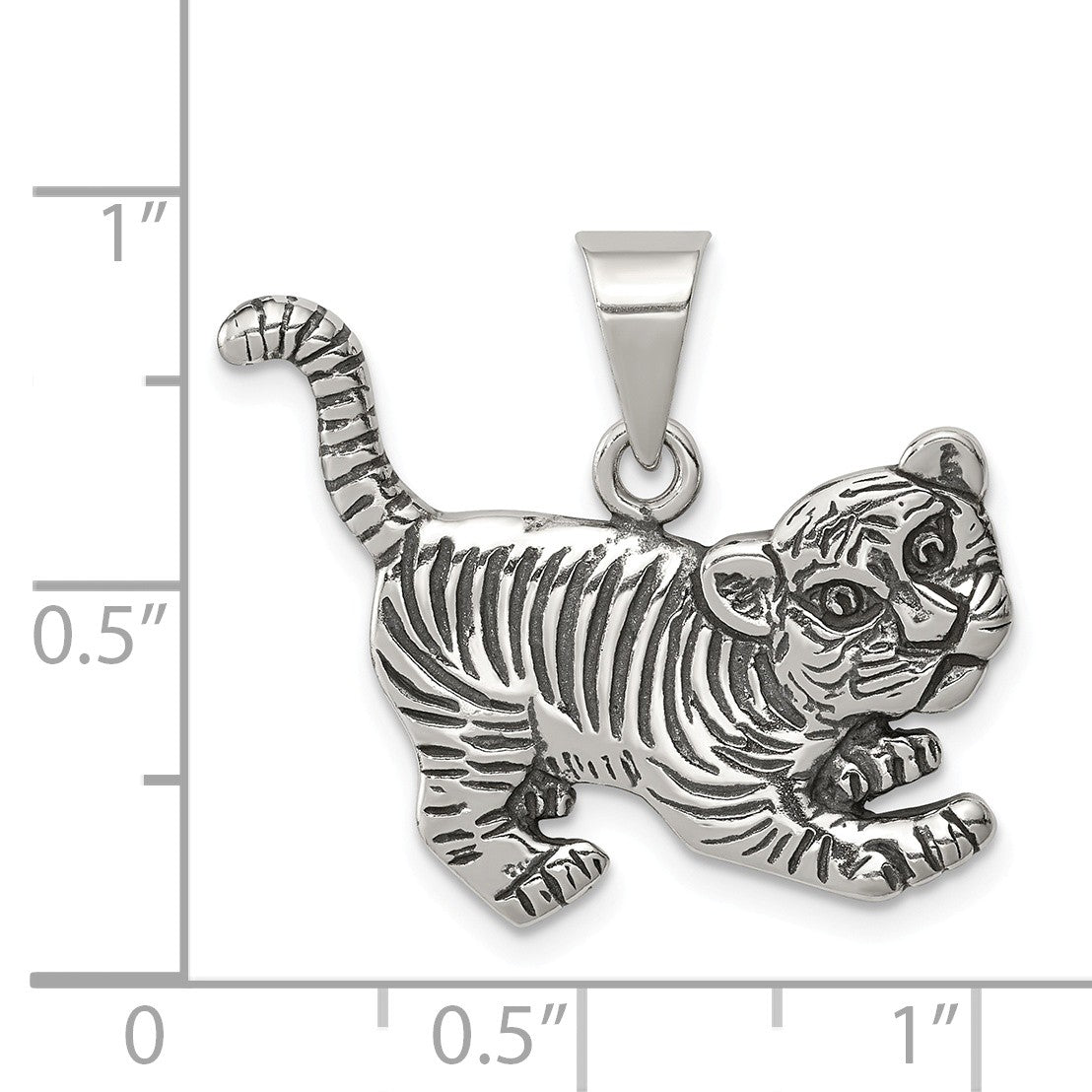 Alternate view of the Sterling Silver Antiqued Tiger Cub Pendant by The Black Bow Jewelry Co.