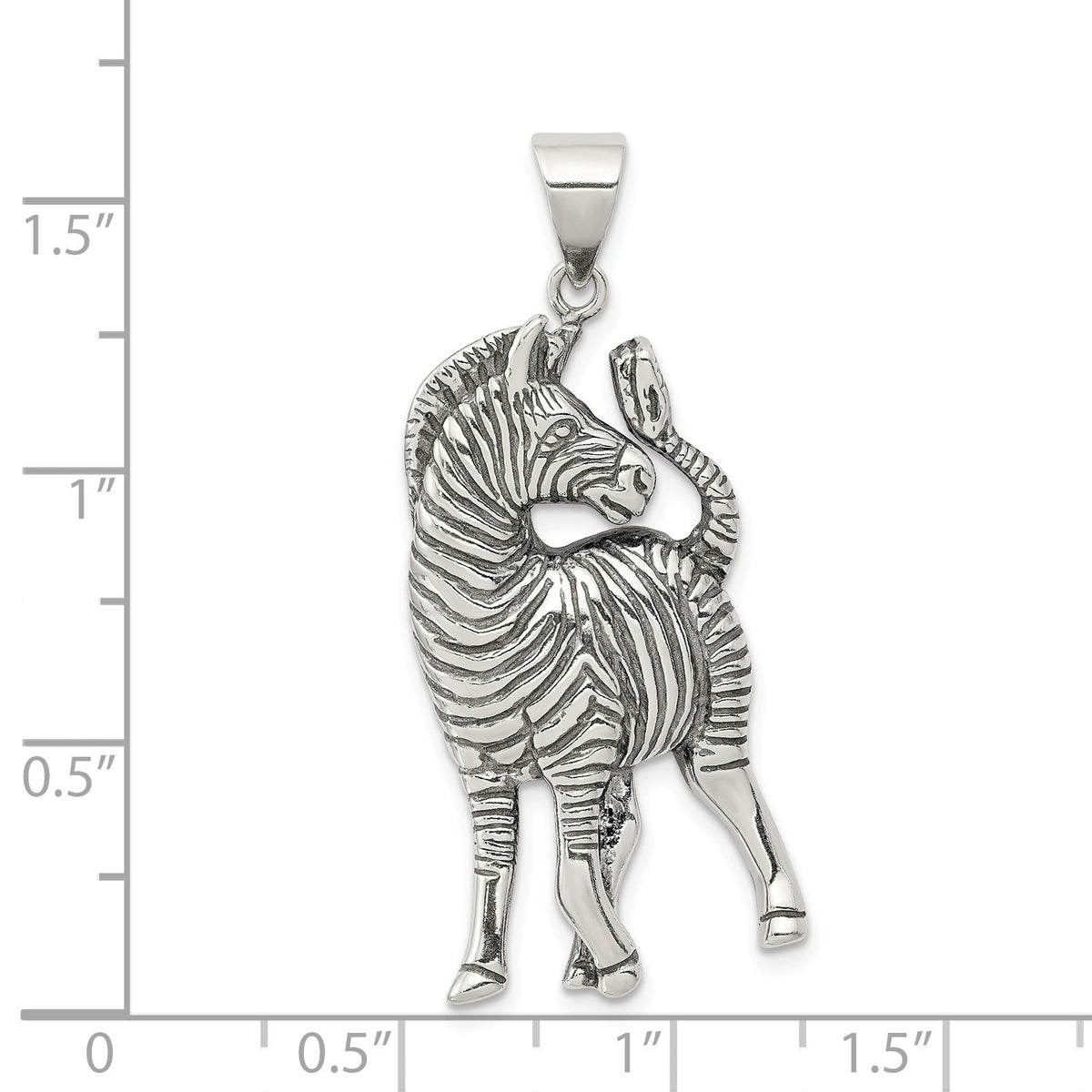 Alternate view of the Sterling Silver Large Antiqued Zebra Pendant by The Black Bow Jewelry Co.