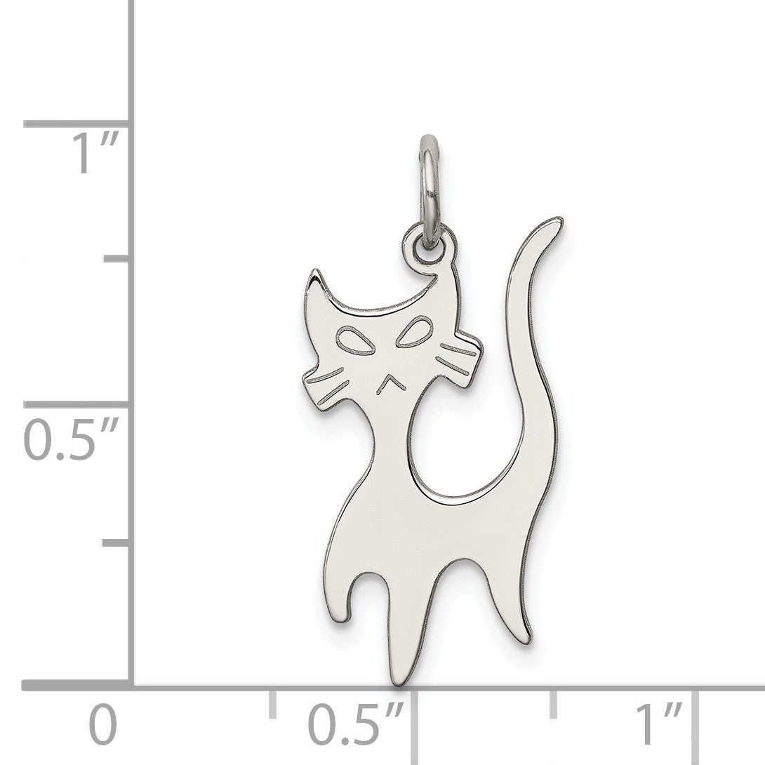 Alternate view of the Sterling Silver Whimsical Cat Charm or Pendant by The Black Bow Jewelry Co.
