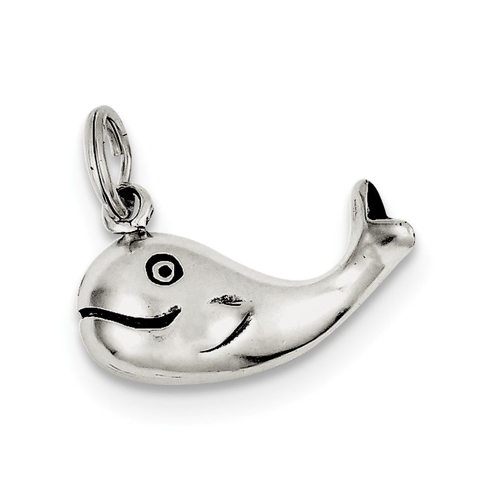 Sterling Silver Antiqued Whale Charm, Item P10801 by The Black Bow Jewelry Co.