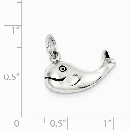 Alternate view of the Sterling Silver Antiqued Whale Charm by The Black Bow Jewelry Co.