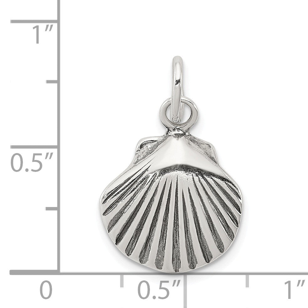 Alternate view of the Sterling Silver 15mm Antiqued Seashell Charm or Pendant by The Black Bow Jewelry Co.