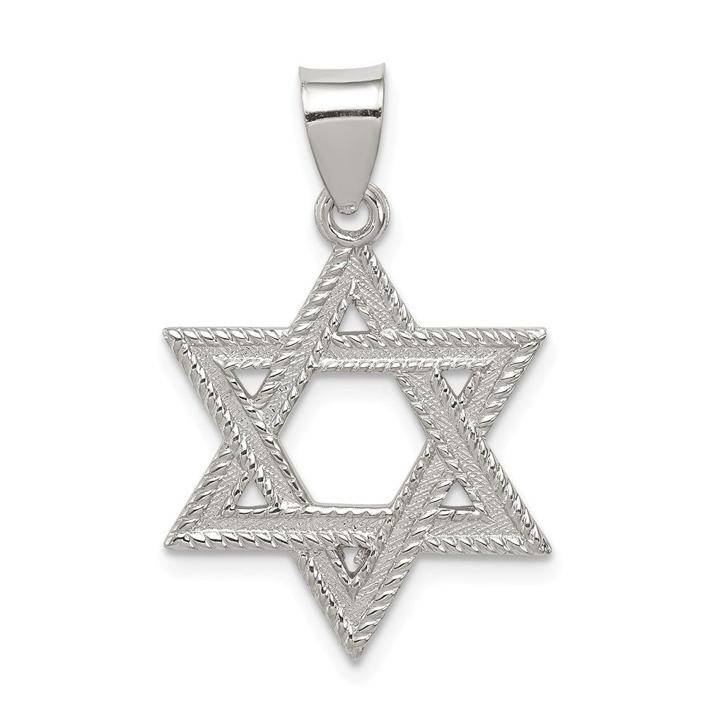 Sterling Silver Satin Textured Star of David Charm or Pendant, Item P10819 by The Black Bow Jewelry Co.