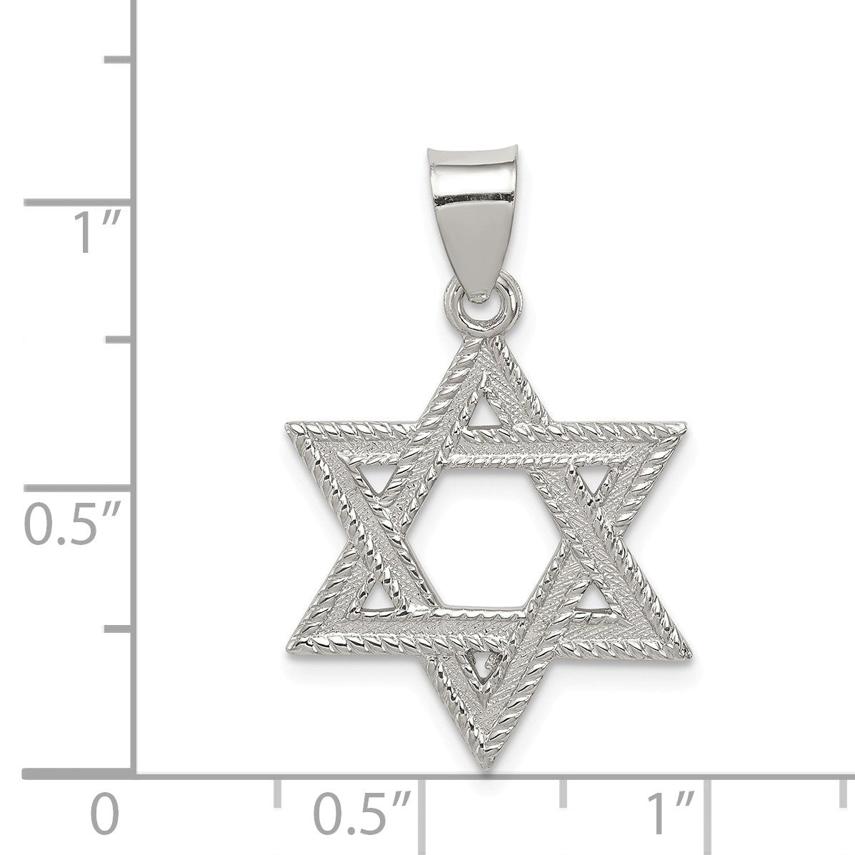 Alternate view of the Sterling Silver Satin Textured Star of David Charm or Pendant by The Black Bow Jewelry Co.