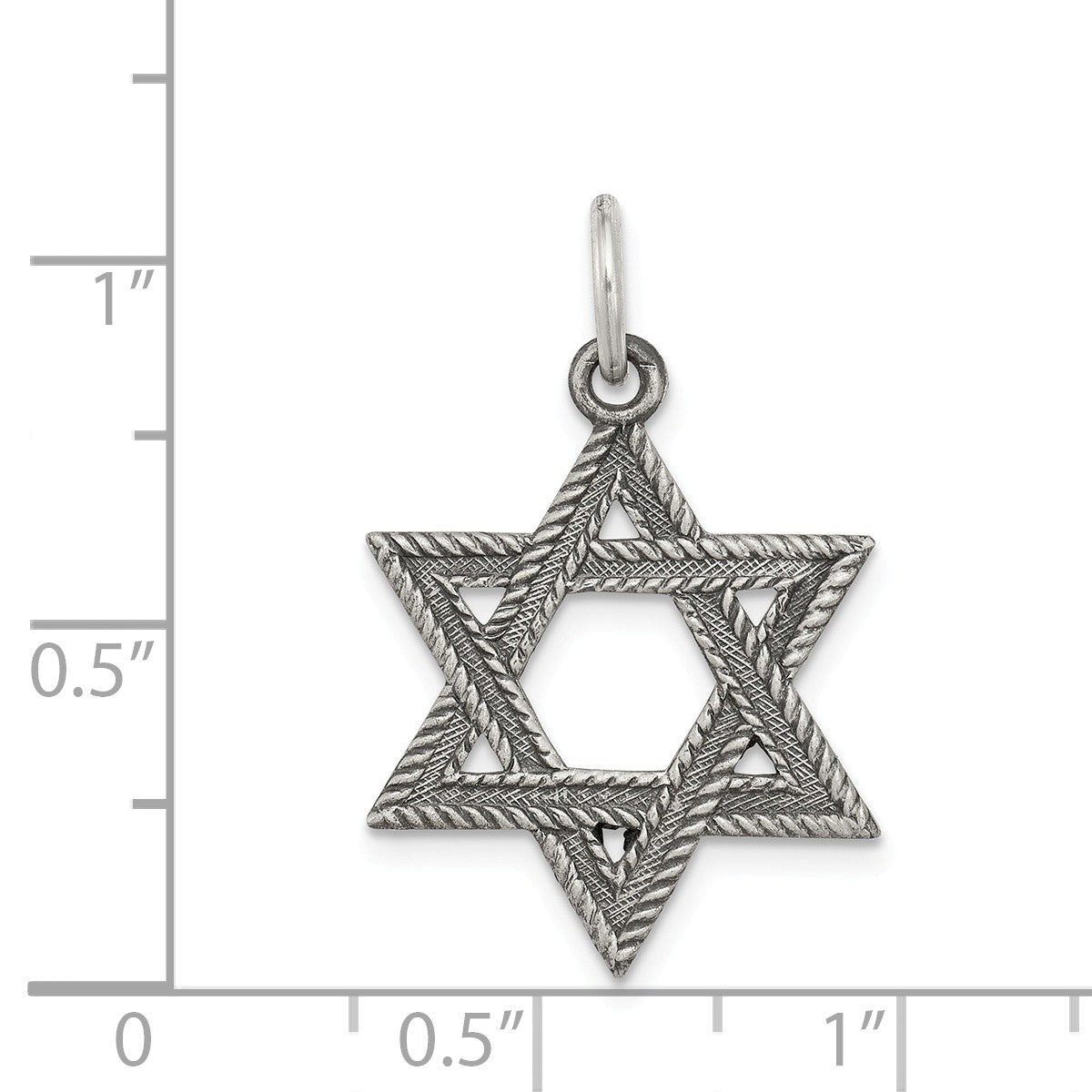 Alternate view of the Sterling Silver Antiqued Textured Star of David Charm or Pendant by The Black Bow Jewelry Co.
