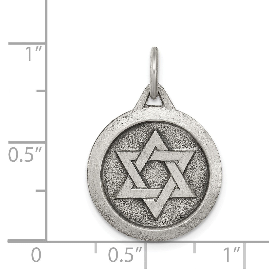Alternate view of the Sterling Silver Antiqued Star of David Medal, 17mm by The Black Bow Jewelry Co.