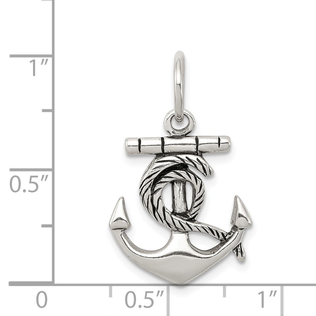 Alternate view of the Sterling Silver Antiqued Anchor with Rope Pendant by The Black Bow Jewelry Co.